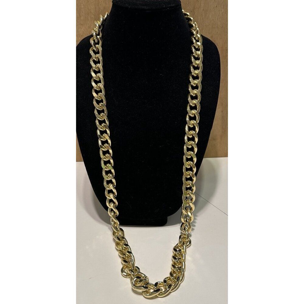 Thick Gold Tone Chain Necklace Statement 40” L Hip Hop Large Chunky